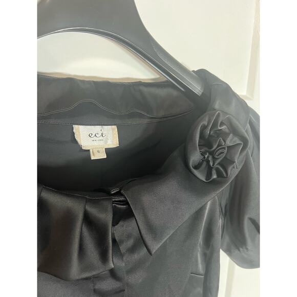 VINTAGE Y2K ECI NEW YORK BLOUSE | WOMENS BLACK SILK FORMAL BLAZER | SIZE 6 - Picture 5 of 10